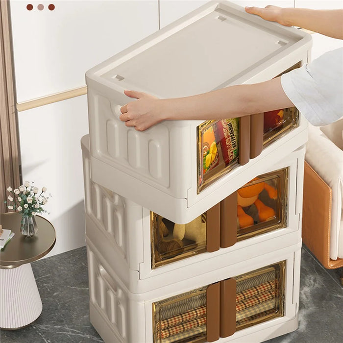 ZY-HE021 32L PP+HIPS Clear Door Folding Storage Box Home Toy Clothes Organizer - 4