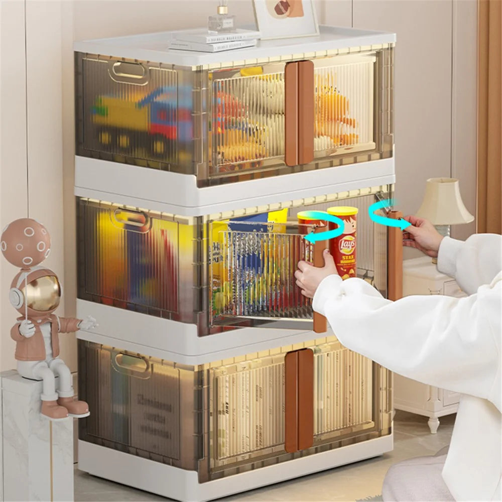 ZY-HE042 Size L Foldable Home Storage Box Clear Snack Toy Clothes Organizer - White - 5