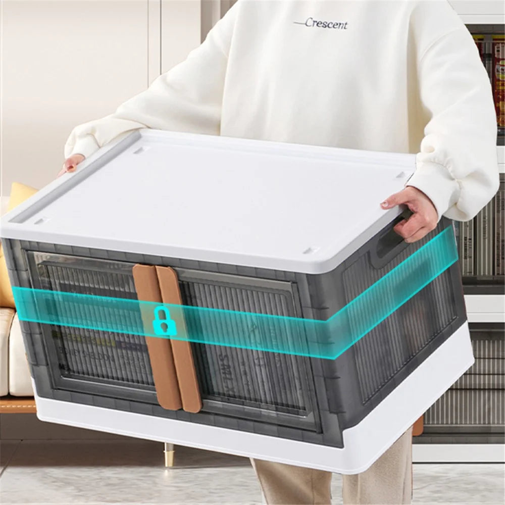 ZY-HE042 Size L Foldable Home Storage Box Clear Snack Toy Clothes Organizer - White - 6