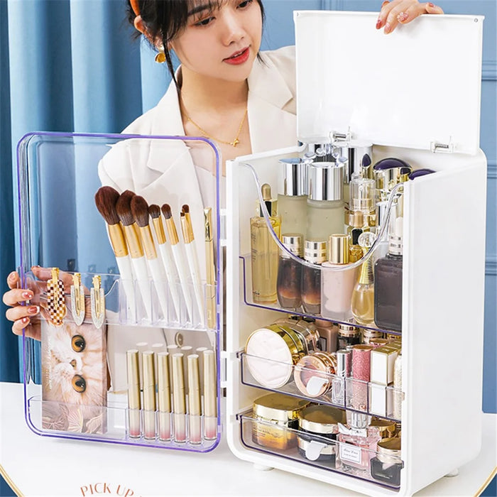 ZY-HZ011 Desktop Cosmetics Storage Box Clear Door Dustproof Makeup Products Organizer - 2