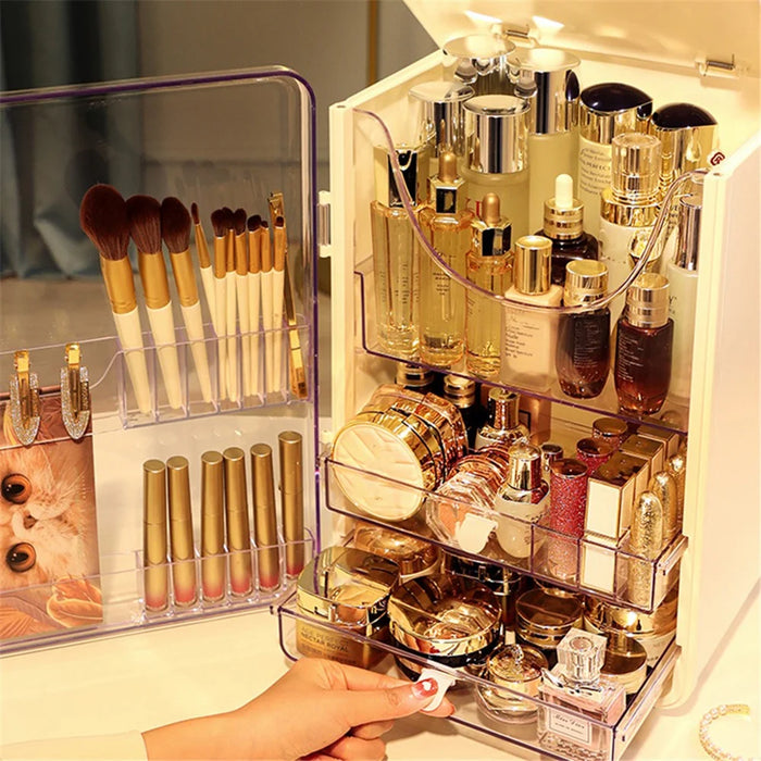 ZY-HZ011 Desktop Cosmetics Storage Box Clear Door Dustproof Makeup Products Organizer - 4