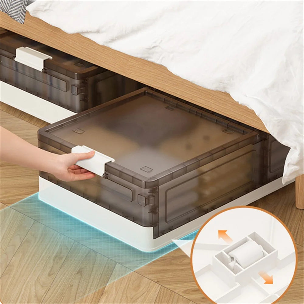 ZY-HE076 43.5L Underbed Storage Box with Wheels PP Foldable Pulley Sorting Box - 3