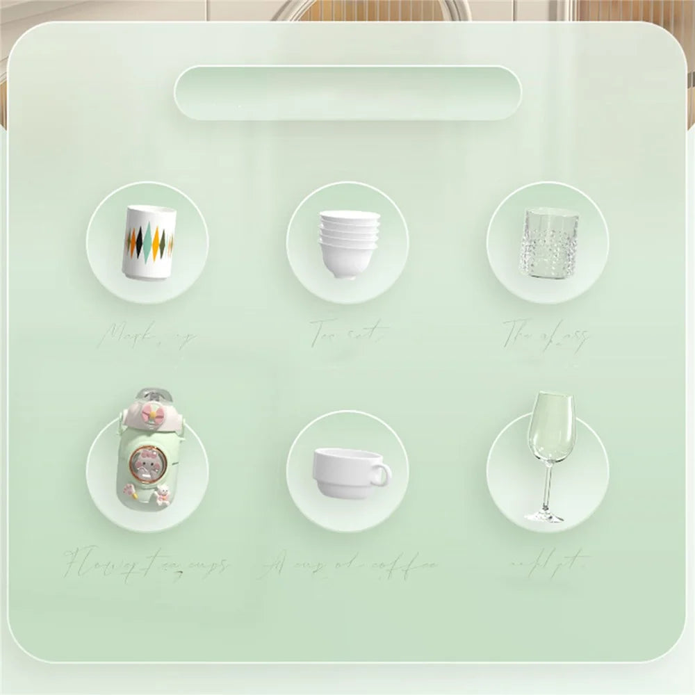 ZY-HE079 3-Layer Water Bottle Storage Cabinet PP+HIPS+ABS Organizer Kitchen Drawer - Green - 3