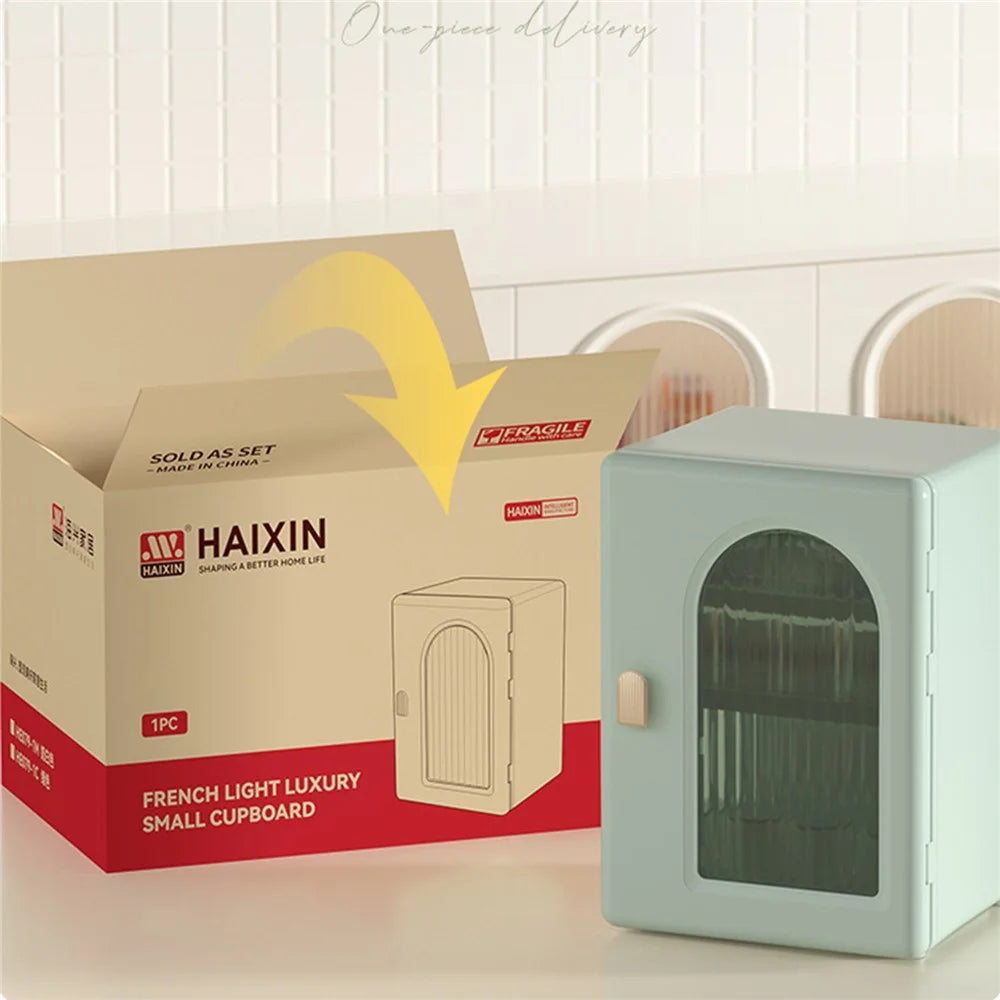 ZY-HE079 3-Layer Water Bottle Storage Cabinet PP+HIPS+ABS Organizer Kitchen Drawer - Green - 4
