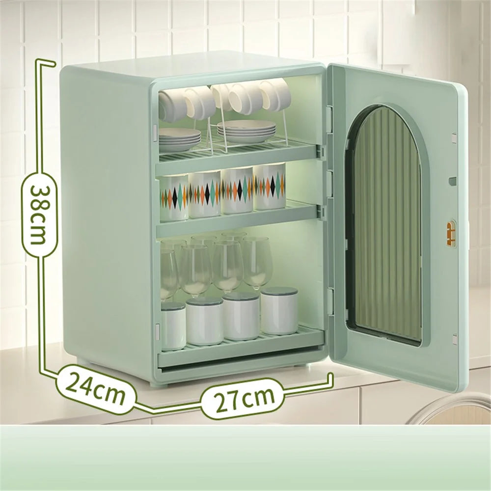 ZY-HE079 3-Layer Water Bottle Storage Cabinet PP+HIPS+ABS Organizer Kitchen Drawer - Green - 6