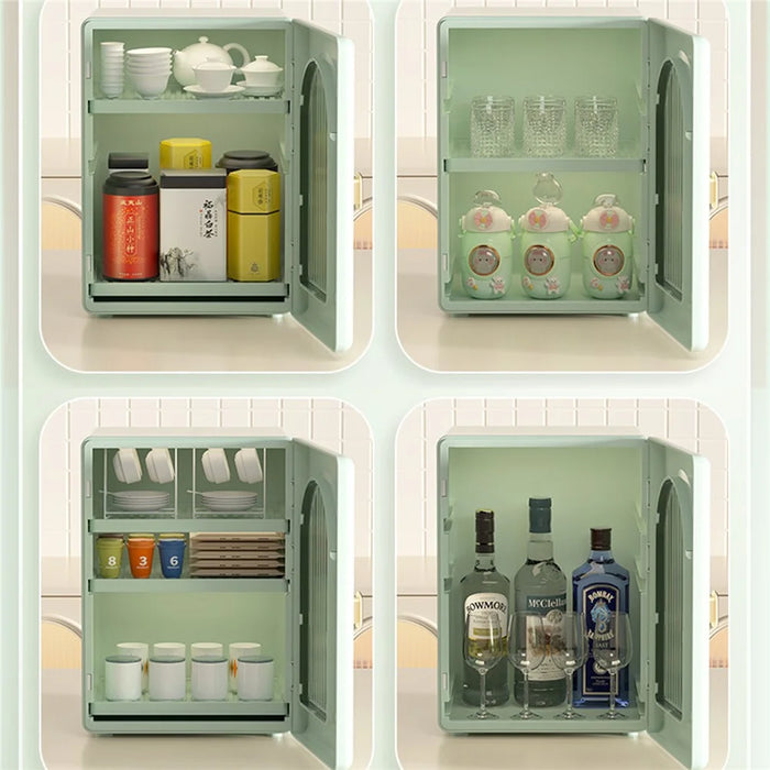 ZY-HE079 2-Layer PP+HIPS+ABS Organizer Kitchen Cabinet Baby Bottle Storage Box - Beige - 2