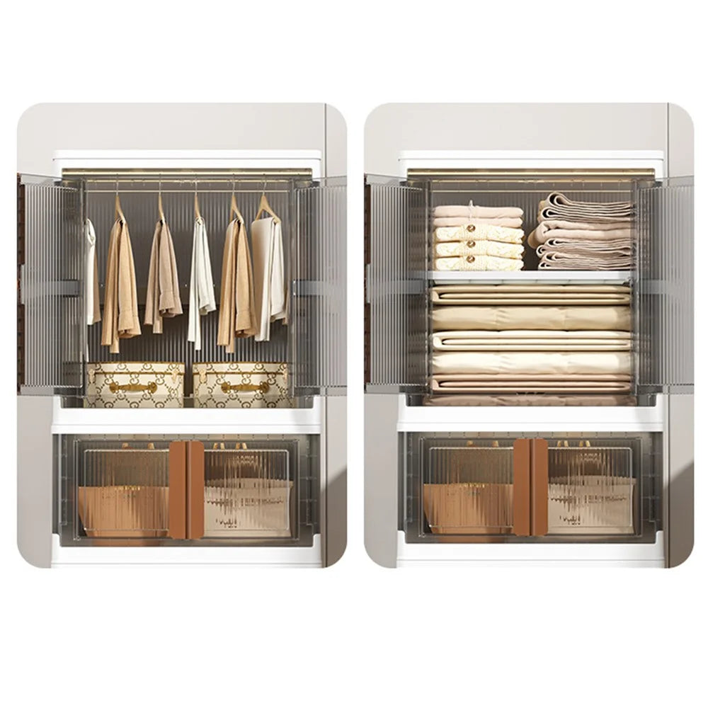 ZY-HE046 150L Home Small Wardrobe Bedroom Plastic Folding Wardrobe Clothes Organizer - 3