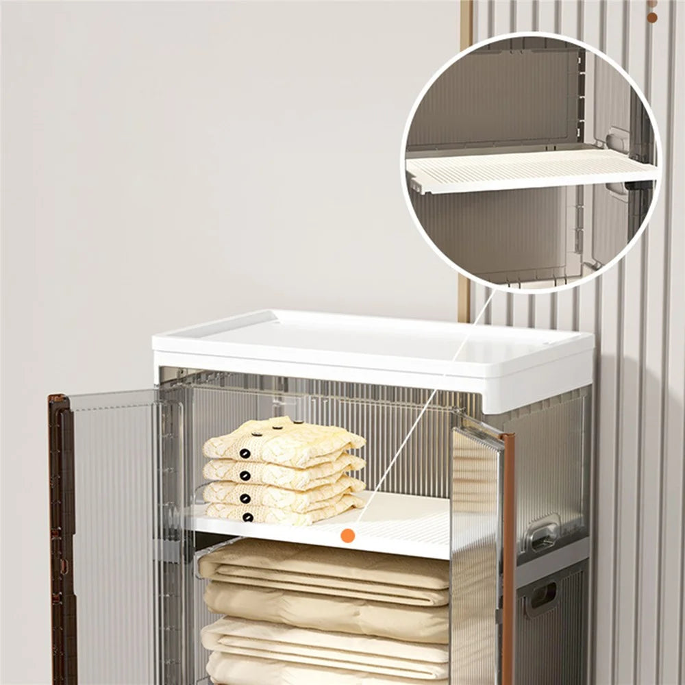 ZY-HE046 150L Home Small Wardrobe Bedroom Plastic Folding Wardrobe Clothes Organizer - 4
