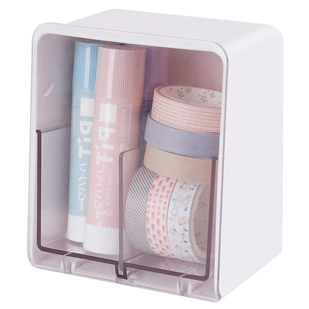 ZY-HZ006 Clear Design ABS Dust-proof Cotton Swab Beauty Sponge Storage Box - White - 1