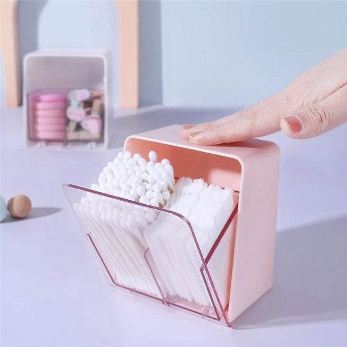 ZY-HZ006 Clear Design ABS Dust-proof Cotton Swab Beauty Sponge Storage Box - White - 2