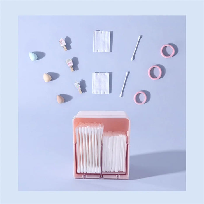 ZY-HZ006 Clear Design ABS Dust-proof Cotton Swab Beauty Sponge Storage Box - White - 3