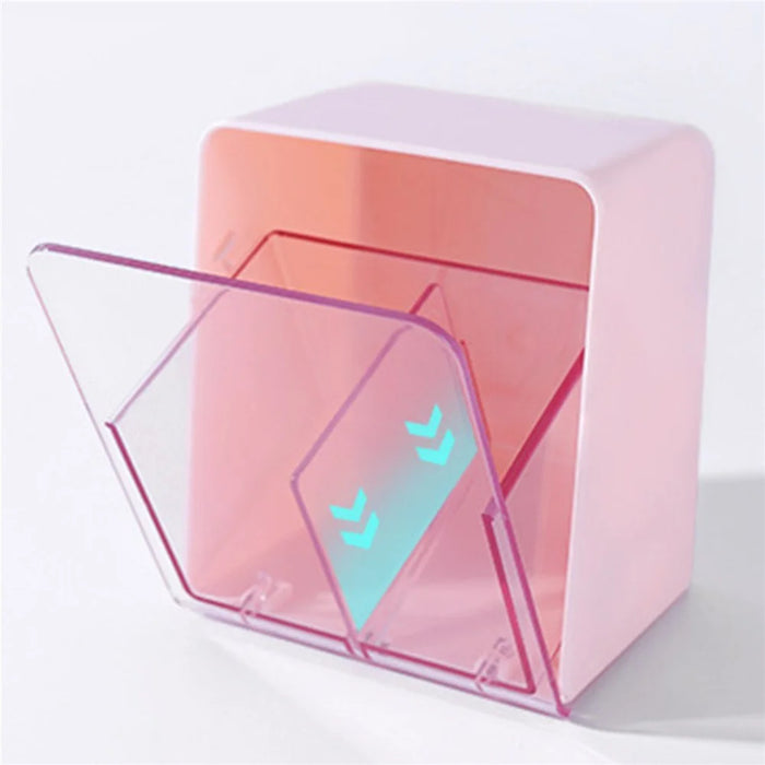 ZY-HZ006 Clear Design ABS Dust-proof Cotton Swab Beauty Sponge Storage Box - White - 4