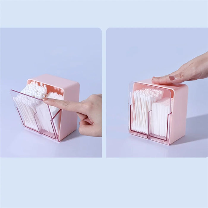 ZY-HZ006 Clear Design ABS Dust-proof Cotton Swab Beauty Sponge Storage Box - White - 5