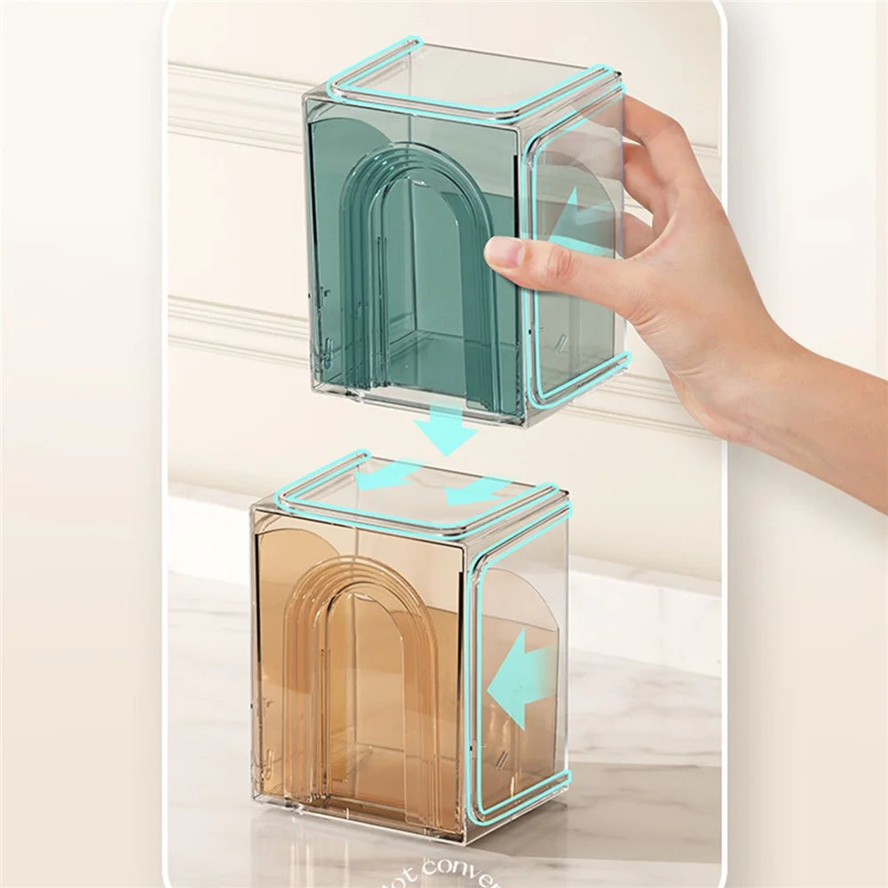ZY-HZ013 Kitchen Pantry PS Plastic Storage Rack Transparent Detachable Organizer Storage Box - Pink - 4