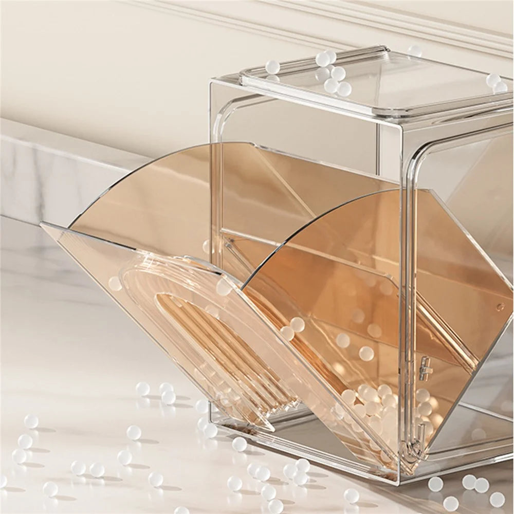 ZY-HZ013 Kitchen Pantry PS Plastic Storage Rack Transparent Detachable Organizer Storage Box - Pink - 7