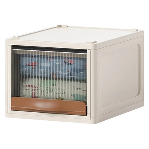 ZY-HE073 Size L Plastic Drawer Type Storage Box Snack Toy Clothes Organizer - Milk White - 1