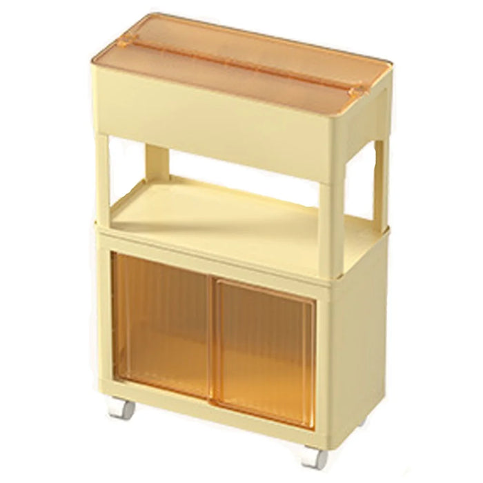 ZY-HE080 Living Room Home Mobile Snack Trolley PS+HIPS Multi-layer Storage Rack - Light Yellow - 1