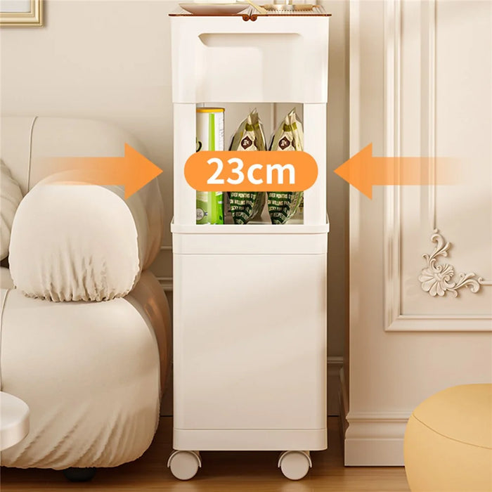 ZY-HE080 Living Room Home Mobile Snack Trolley PS+HIPS Multi-layer Storage Rack - Light Yellow - 4