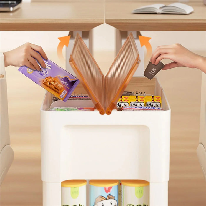 ZY-HE080 Living Room Home Mobile Snack Trolley PS+HIPS Multi-layer Storage Rack - Light Yellow - 6
