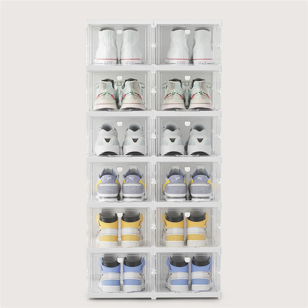 ZY-DF018 Transparent Three Tier Stackable Foldable Plastic Shoe Storage Box - 2