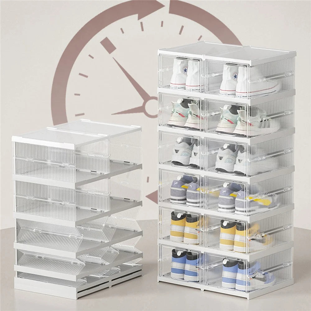 ZY-DF018 Transparent Three Tier Stackable Foldable Plastic Shoe Storage Box - 3