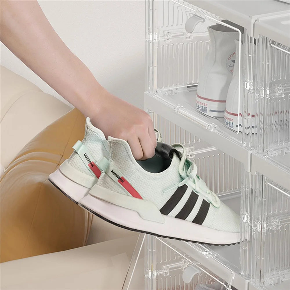 ZY-DF018 Transparent Three Tier Stackable Foldable Plastic Shoe Storage Box - 5