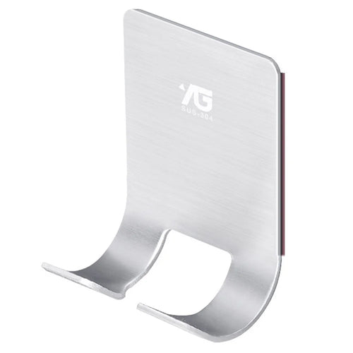 Stainless Steel Hook Wall Mounted Rack Adhesive Wall Plug Holder Hanger Rack 52x45x17MM - 1