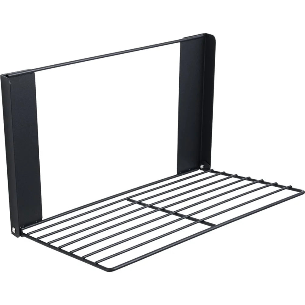 Space Saving Magnetic Folding Dirty Clothes Holder Carbon Steel Storage Rack - Black - 1