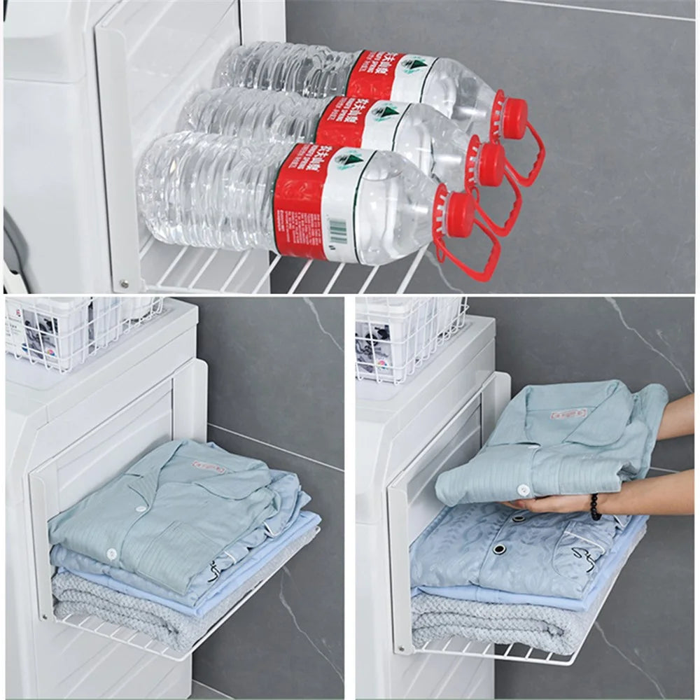 Space Saving Magnetic Folding Dirty Clothes Holder Carbon Steel Storage Rack - Black - 2