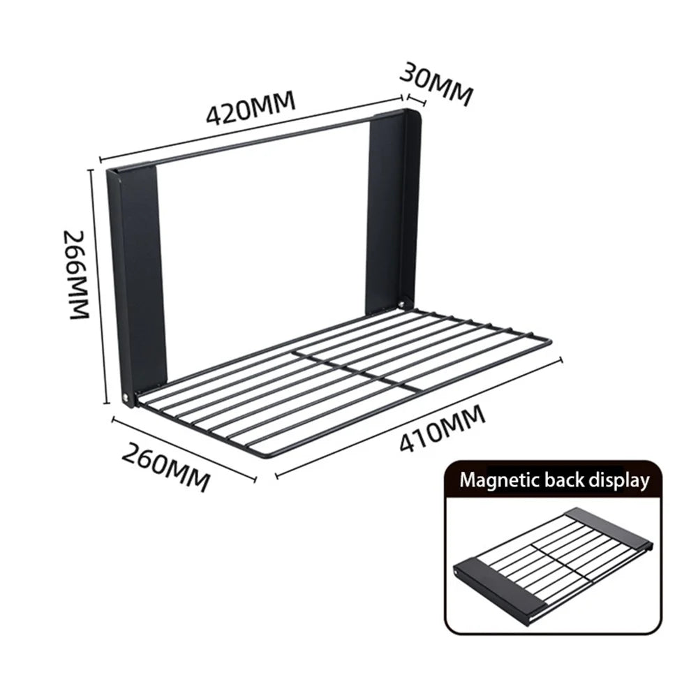 Space Saving Magnetic Folding Dirty Clothes Holder Carbon Steel Storage Rack - Black - 4