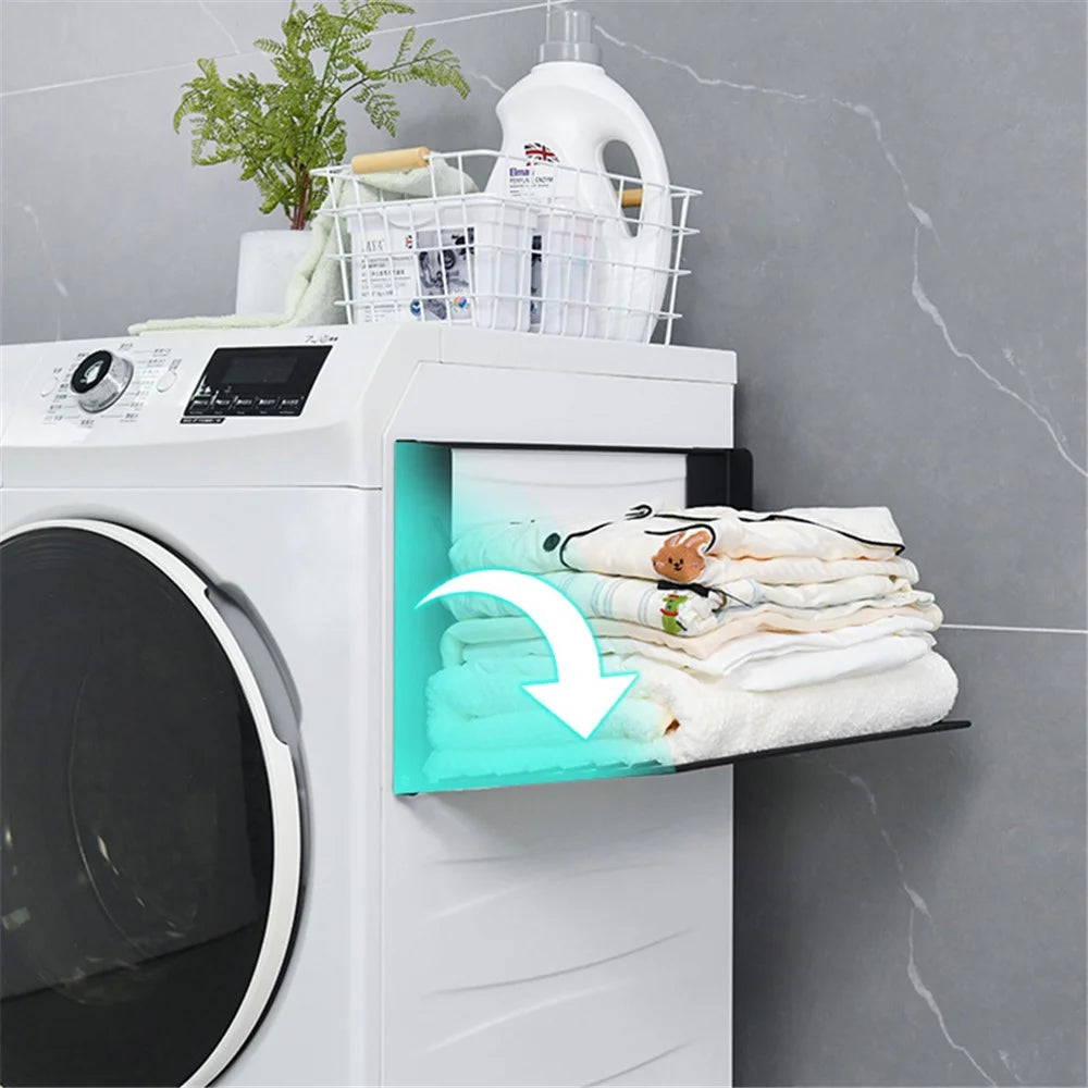 Space Saving Magnetic Folding Dirty Clothes Holder Carbon Steel Storage Rack - Black - 6