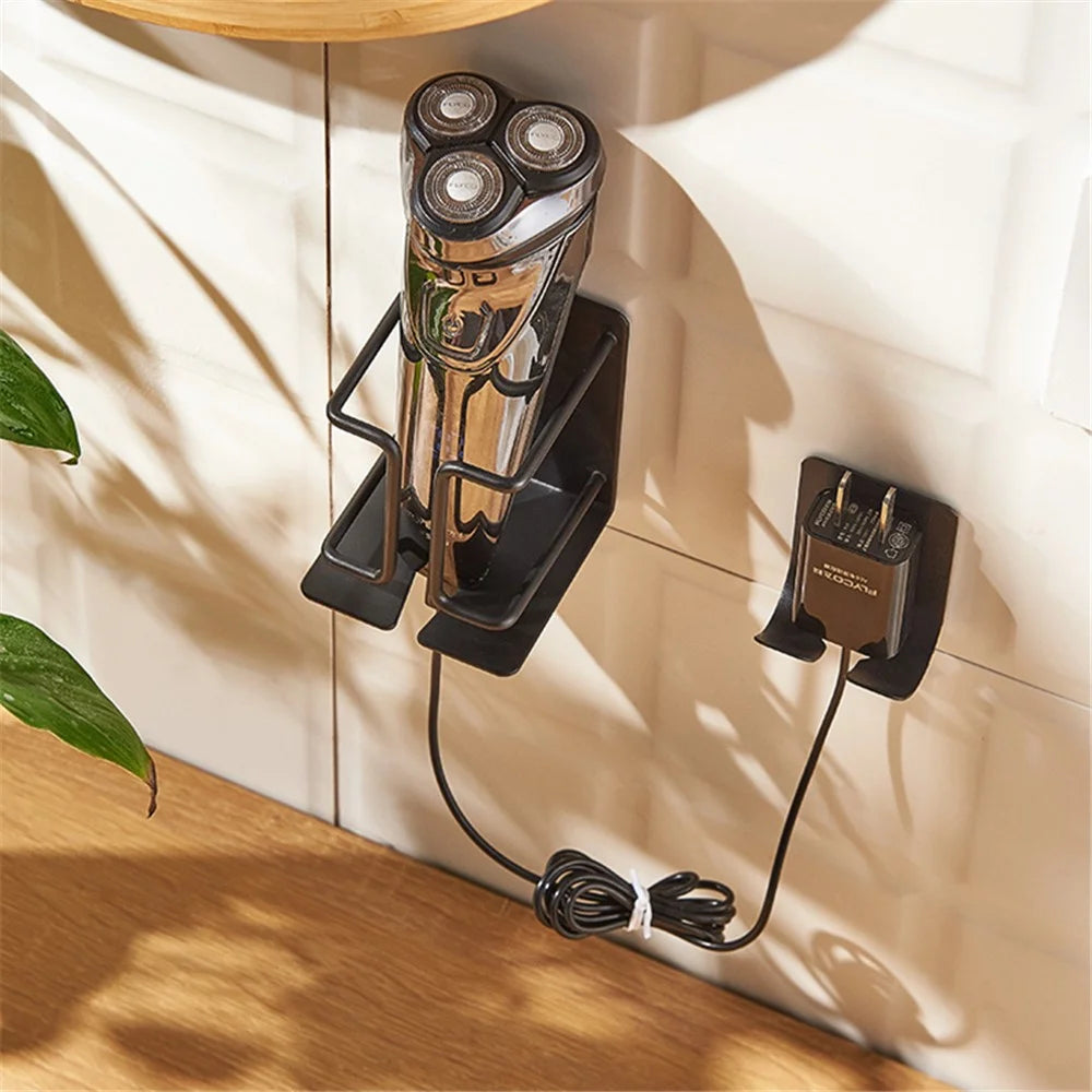 Drill Free Electric Shaver Holder Wall-mounted Stainless Steel Storage Rack - 2