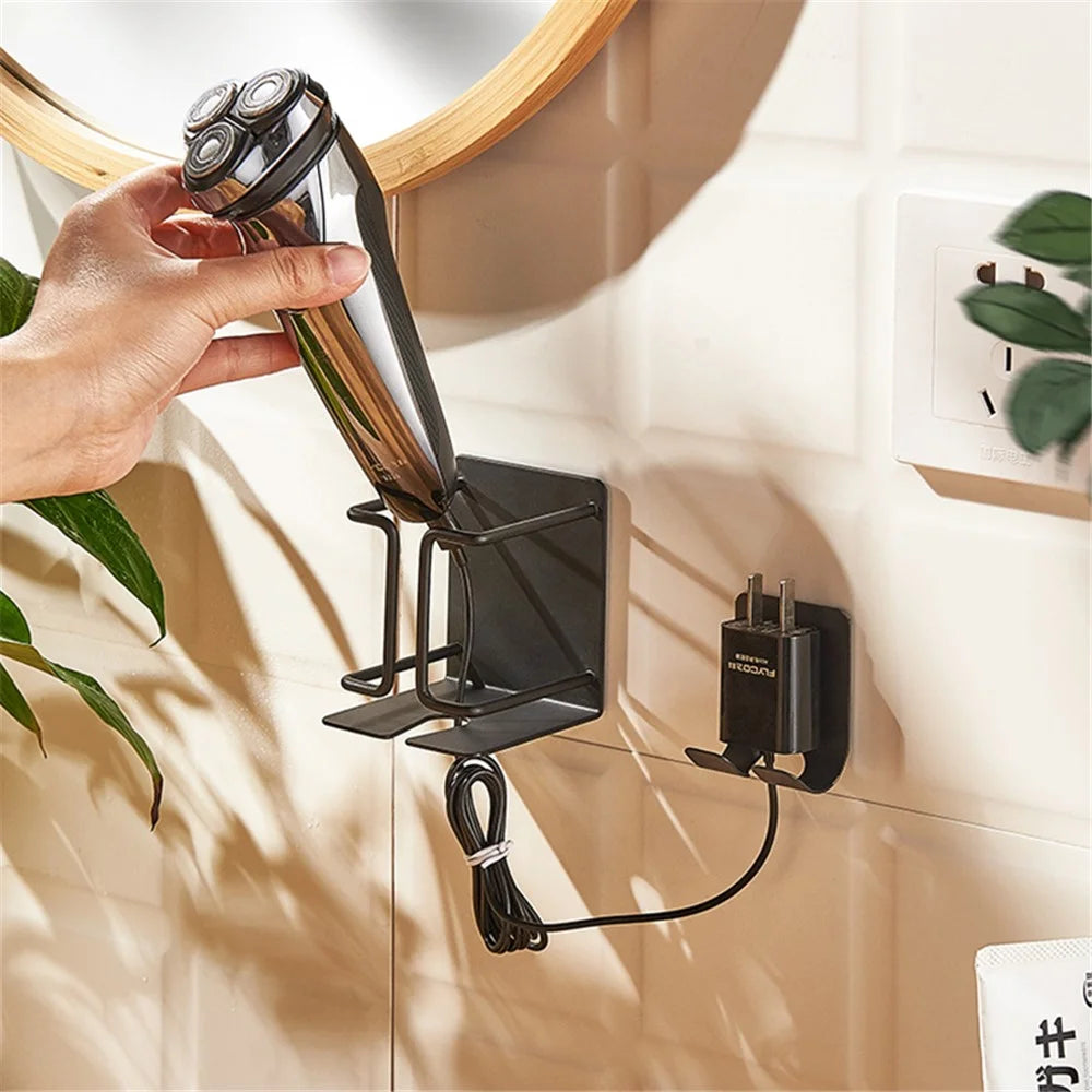 Drill Free Electric Shaver Holder Wall-mounted Stainless Steel Storage Rack - 3