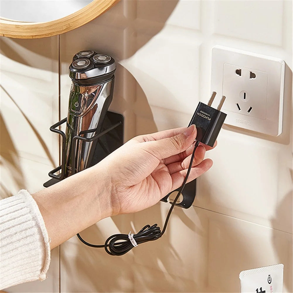 Drill Free Electric Shaver Holder Wall-mounted Stainless Steel Storage Rack - 6