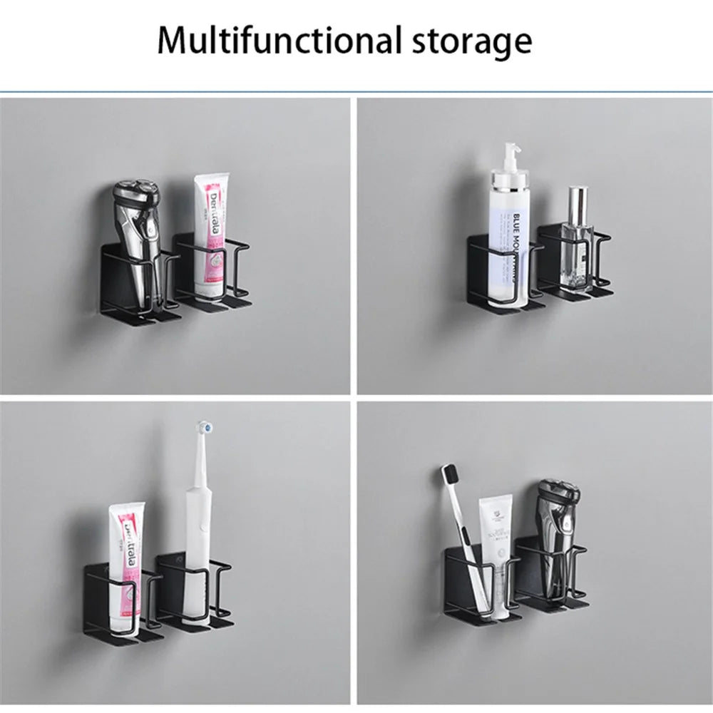 Drill Free Electric Shaver Holder Wall-mounted Stainless Steel Storage Rack - 7