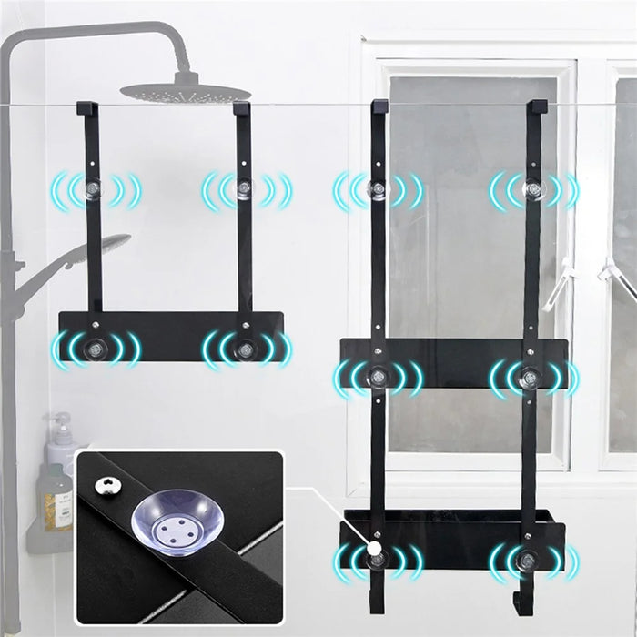 Bathroom Door Hanging Basket Carbon Steel No Drill Organizer Shelf, Style B / Double Layer - 7