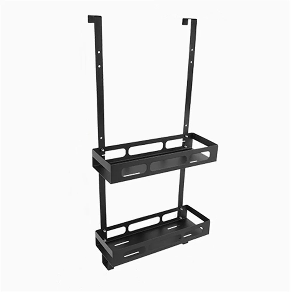 Bathroom Door Hanging Basket Space Saving Carbon Steel Organizer Shelf, Style A / Double Layer - 1