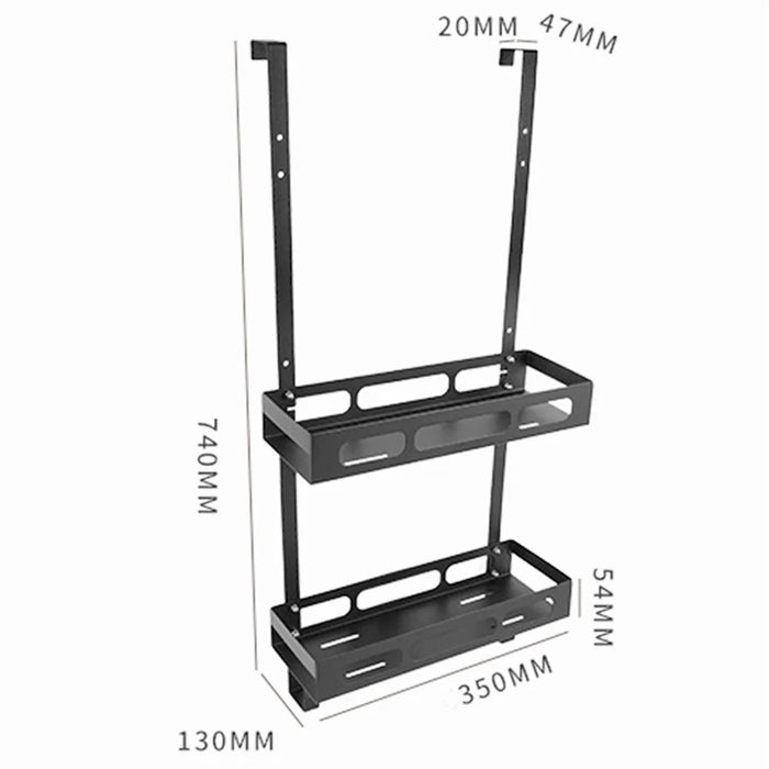 Bathroom Door Hanging Basket Space Saving Carbon Steel Organizer Shelf, Style A / Double Layer - 7
