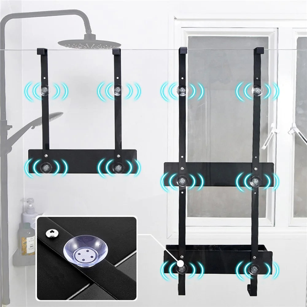 Drill Free Bathroom Door Hanging Basket Space Saving Organizer Shelf, Style A / Single Layer - 5