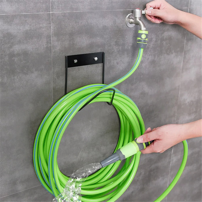Water Hose Hanger Garden Wall Mounted Hose Holder Hook Water Pipe Storage Rack - Black - 4