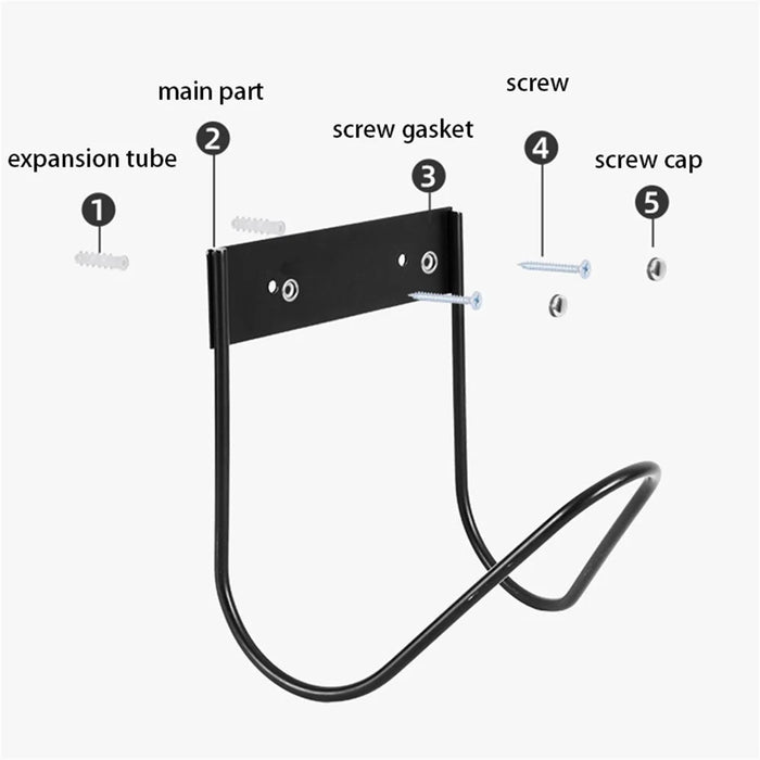 Water Hose Hanger Garden Wall Mounted Hose Holder Hook Water Pipe Storage Rack - Black - 6