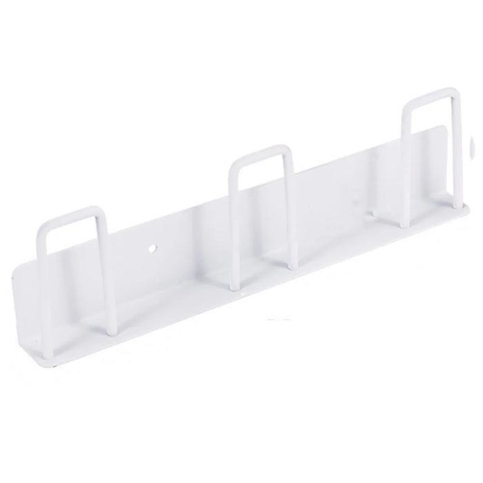 Drill Free 3-Hook Carbon Steel Wall Mounted Cup Holder Organizer Rack - White - 1