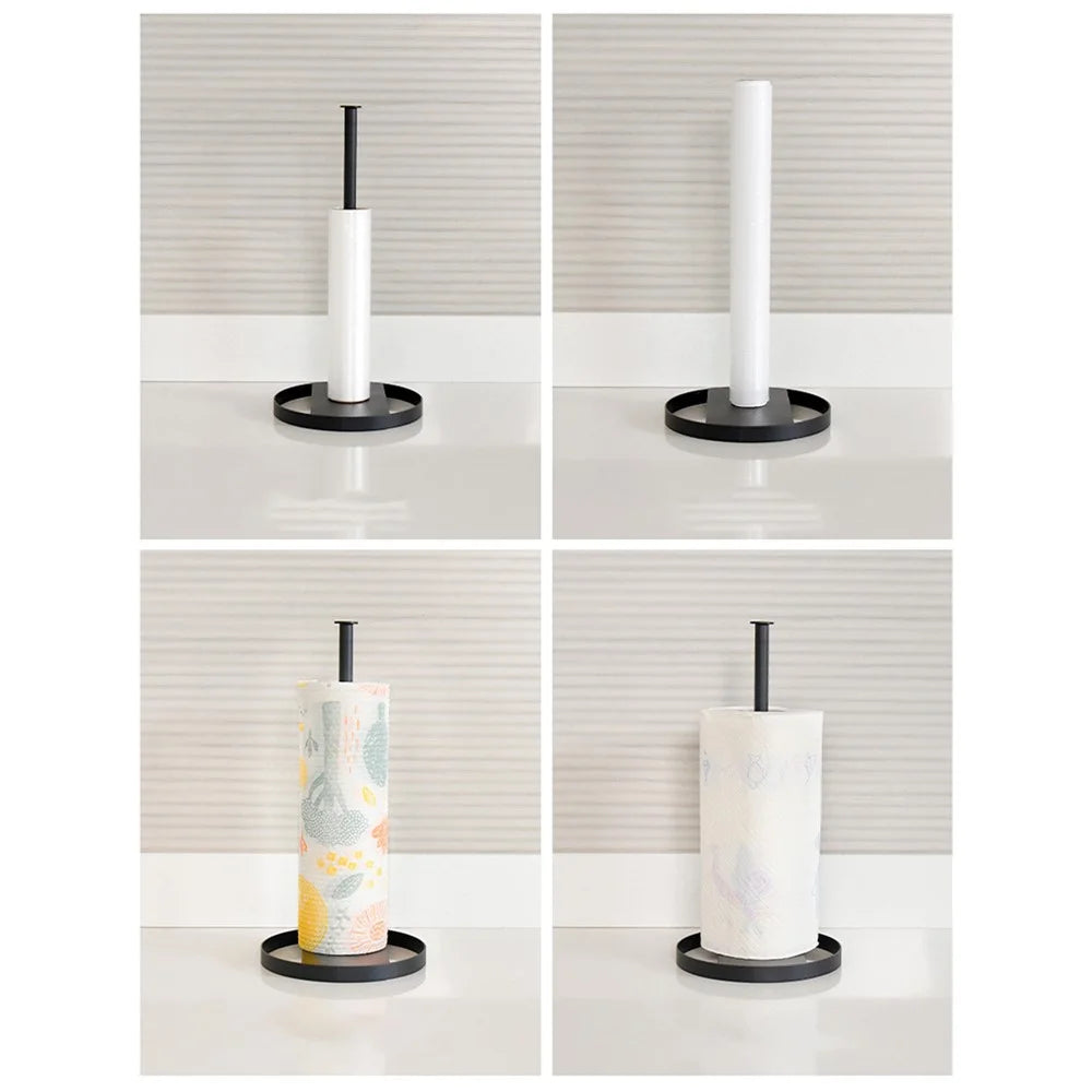 Telescopic Height Carbon Steel Desktop Roll Paper Towel Holder Rack, Arc Type - 3