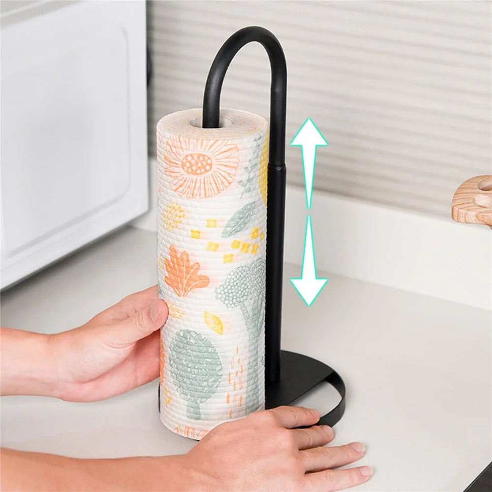Telescopic Height Carbon Steel Desktop Roll Paper Towel Holder Rack, Arc Type - 5