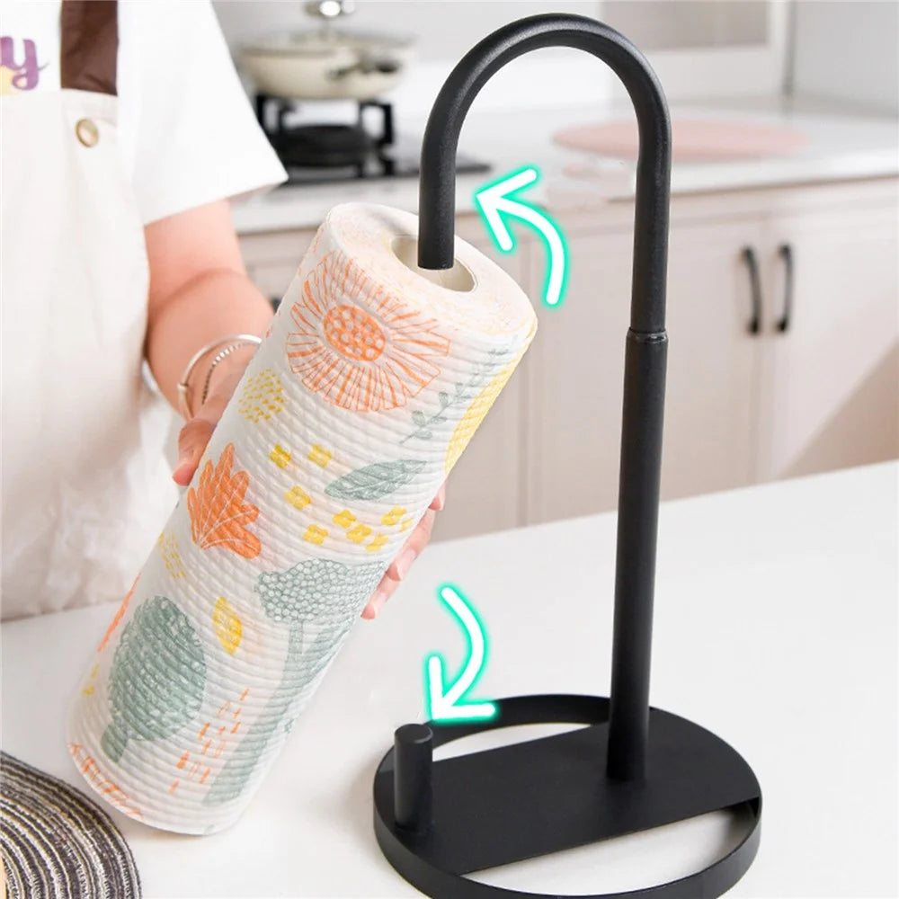 Telescopic Height Carbon Steel Desktop Roll Paper Towel Holder Rack, Arc Type - 6