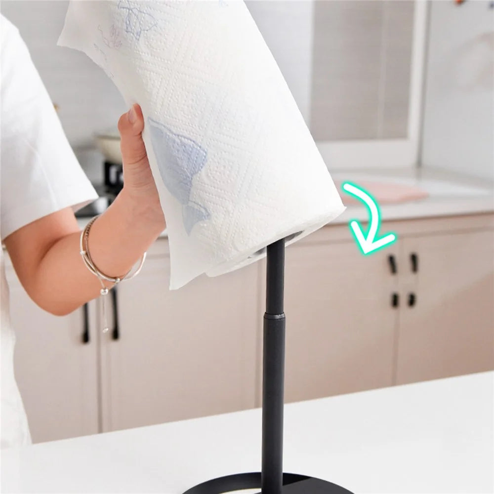 Telescopic Height Carbon Steel Desktop Roll Paper Towel Holder Rack, Arc Type - 7