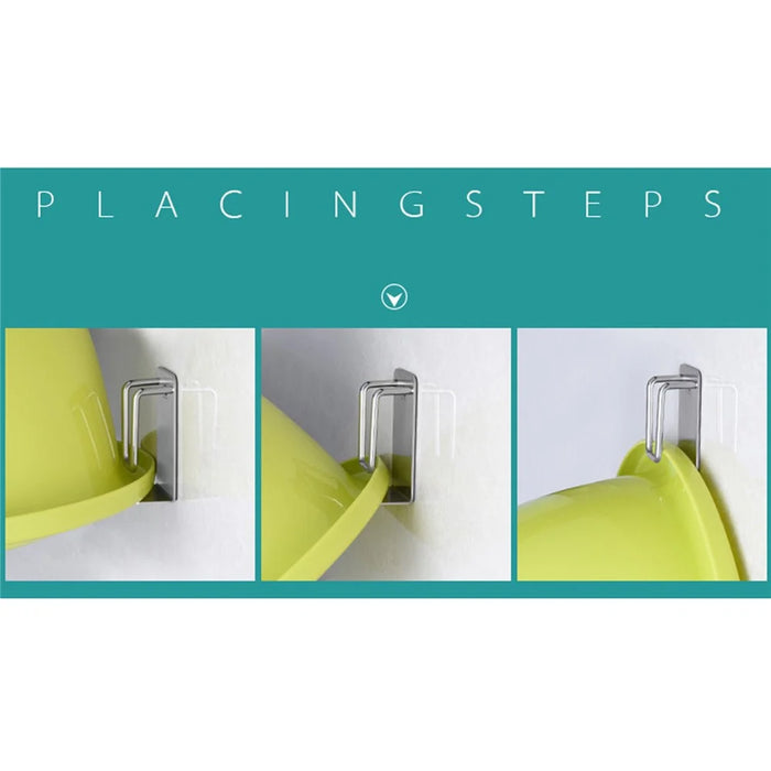 304 Stainless Steel Basin Hanger Adhesive Bathroom Storage Rack Wall Hook - 6