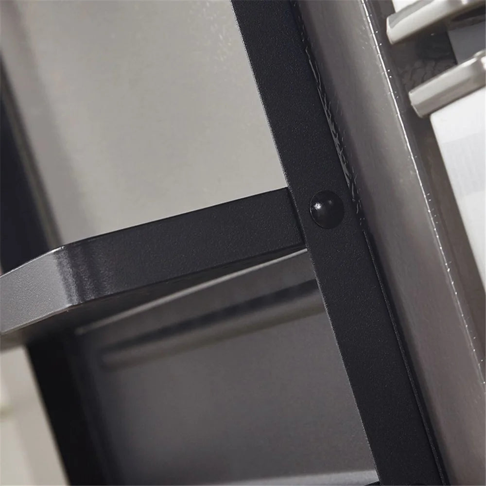 Fridge Magnetic Folding Carbon Steel Storage Rack with Wooden Rod, Size S - Black - 5