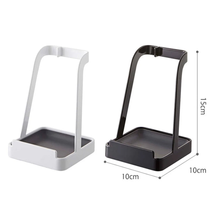 Pot Lid Stand Holder Carbon Steel Kitchen Pan Cover Soup Ladle Storage Rack - Style A / Black - 4