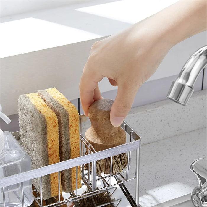 304 Stainless Steel Kitchen Sink Drain Rack Sponge Brush Holder Storage Rack - 5